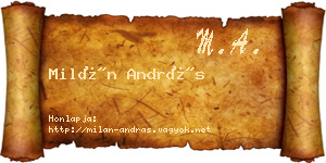 Milán András névjegykártya